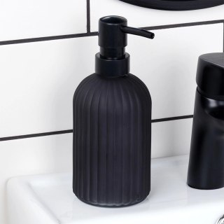 Grupa Orion Sp. z o.o. Dozownik do Mydła VILDE 400 ml Szklany Czarny Mat Ryflowany z Blokadą