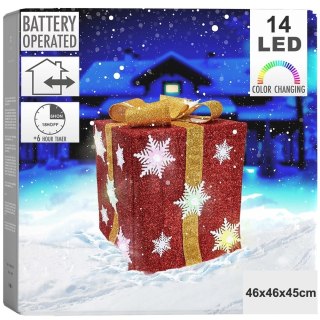 Grupa Orion Sp. z o.o. Prezent Świecący Świąteczny LED Czerwony Timer Dekoracja 46 cm VILDE