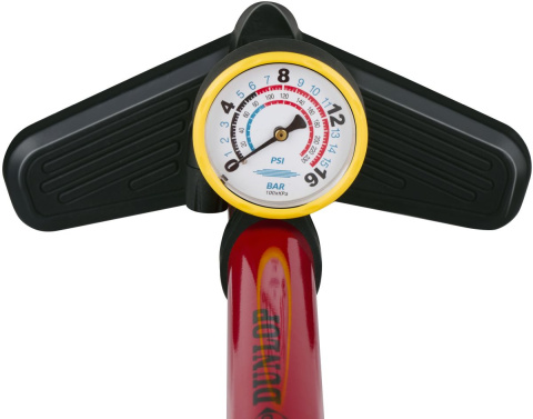 POMPKA WARSZTATOWO ROWEROWA DUNLOP 230 PSI (16Bar) Z MANOMETREM CZERWONY