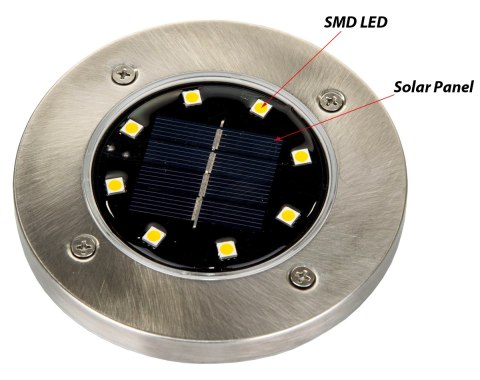 LAMPA SOLARNA 8 LED SMD DO WBICIA W PODŁOŻE KPL.4SZT