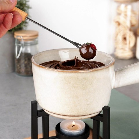 EXCELLENT HOUSEWARE Garnek Kociołek do Fondue CzekoladowePorcelanowy EXCELLENT HOUSEWARE 4 el.