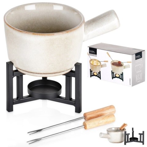 EXCELLENT HOUSEWARE Garnek Kociołek do Fondue CzekoladowePorcelanowy EXCELLENT HOUSEWARE 4 el.