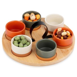 EXCELLENT HOUSEWARE Miseczki na przekąski ceramiczne na tacy 7 el.