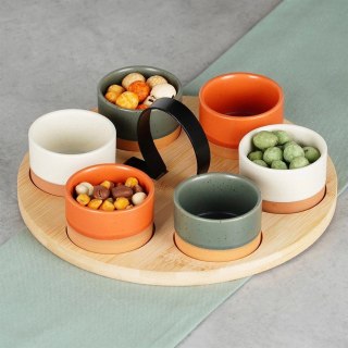 EXCELLENT HOUSEWARE Miseczki na przekąski ceramiczne na tacy 7 el.