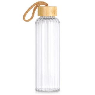 Grupa Orion Sp. z o.o. Butelka na Wodę VILDE Szklana 500 ml Zakrętka Bambus Borokrzem