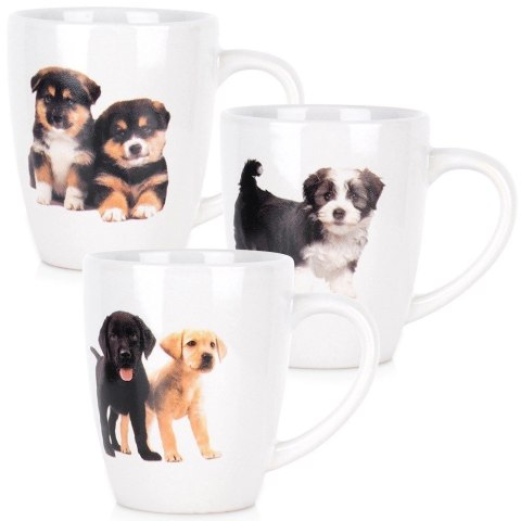 Grupa Orion Sp. z o.o. Kubki Ceramiczne Psy 220 ml 3 Szt. ORION do Zmywarki i Mikrofali