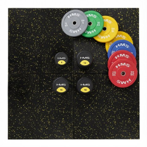 POS35 PODŁOGA GUMOWA POD SPRZĘT FITNESS Z WYPUSTKAMI BLACK/YELLOW HMS